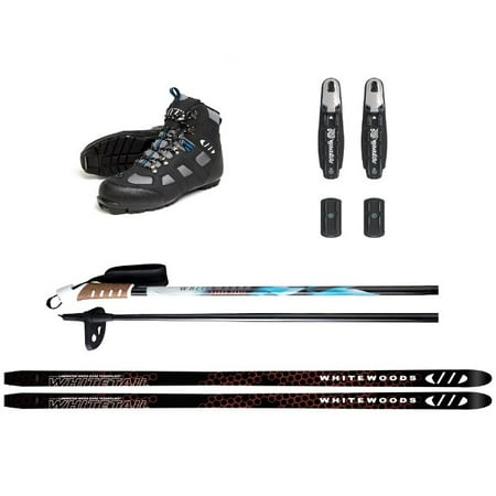 Whitewoods WHITETAIL Adult Metal Edge Cross Country NNN Ski Package; Boots (Best Cross Country Boots)