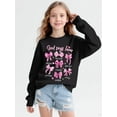 thumbnail image 4 of Aideaone Girls Sweatshirts Crewneck Cute Cartoon Graphic Pullover Long Sleeve Relaxed Fit Tops Black 5-14Years, 4 of 7