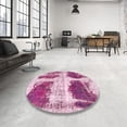 thumbnail image 4 of Ahgly Company Machine Washable Indoor Square Abstract Pink Lemonade Pink Area Rugs, 4' Square, 4 of 7