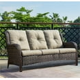 thumbnail image 5 of PARKWELL 3-Piece Patio Conversation Set,Cushioned Sofa with Ottomans,Outdoor Furniture Sets,Brown Wicker and Gray Cushion, 5 of 11