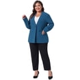 thumbnail image 3 of DARING DIVA Women's Plus Business Suit Blazer Work Black Jackets Lake Blue 3X, 3 of 6
