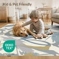 thumbnail image 4 of ODIKA 9'x12' Washable Area Rug Low Pile, Flatwoven, Abstract Stylized Composition Crisp Decorative Shapes Lightweight for Great Room, Indoor Concept, Large Living, 4 of 7
