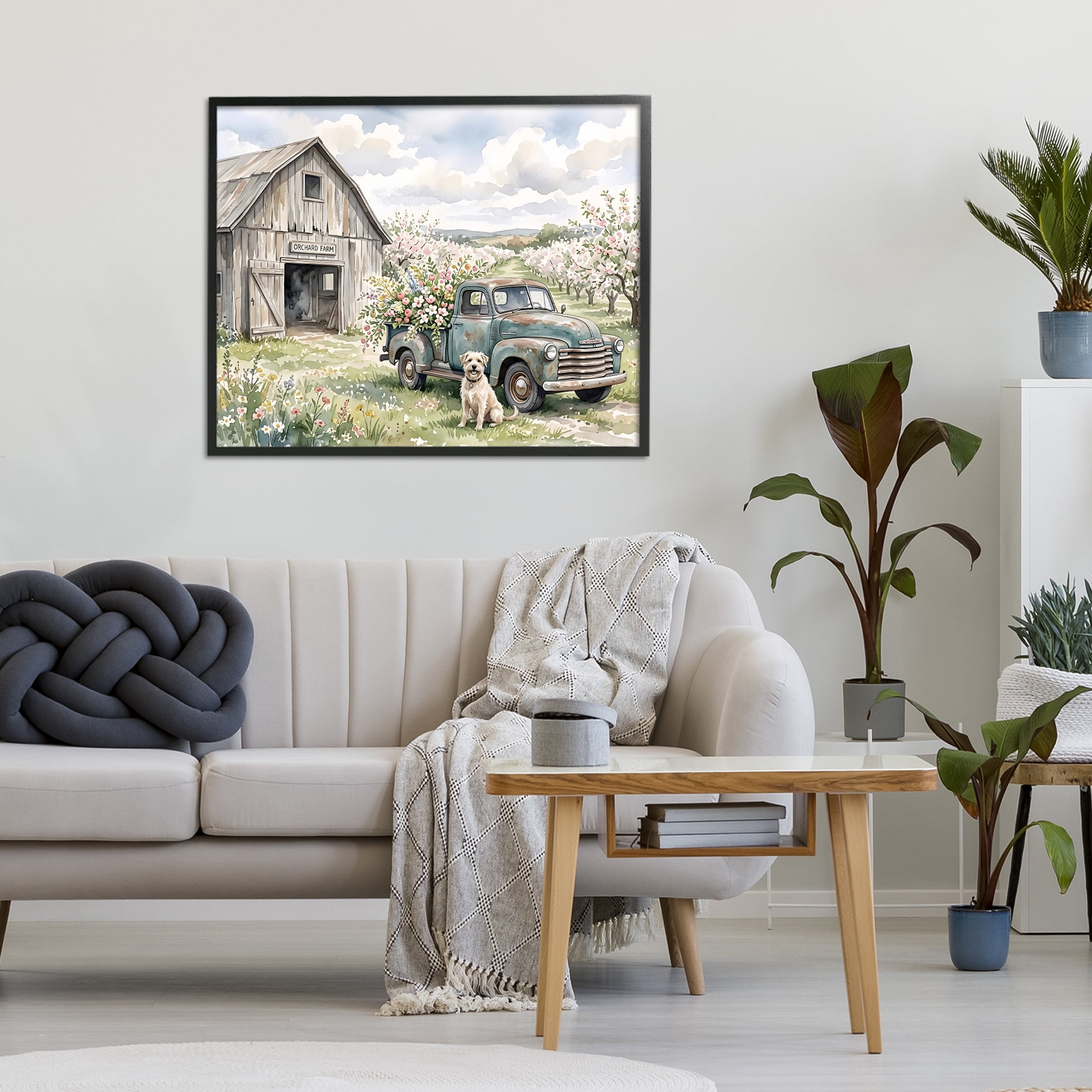 Stupell Industries Spring Orchard and Truck Black Framed Giclee Art, design by Tabz Jones