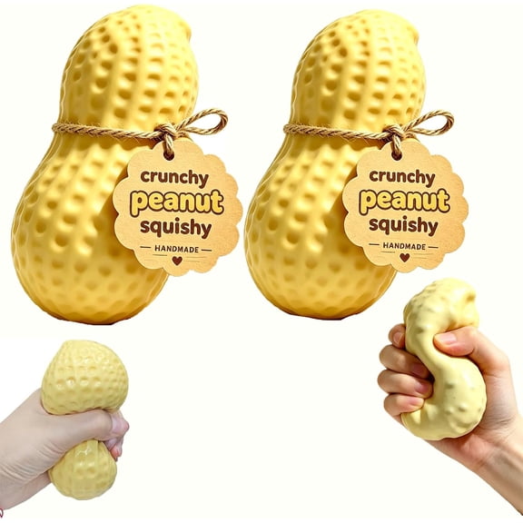2PCS-Crunchy Peanut Squishy Slow Rising Fidget, Peanut Squishy Crunchy, Soft Squeeze Fidget, TPR Anxiety Relief Hand Grip