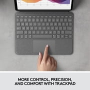 Logitech Folio Touch Keyboard/Cover Case (Folio) Apple, Logitech iPad Air (4th Generation) Tablet - Oxford Gray - Scuff Resistant, Scratch Resistant, Spill Resistant - Woven Fabric - 10.1 Height