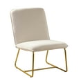 thumbnail image 3 of Accent Side Armless Chair with Metal Gold Base, Modern Upholstered Seat Comfy Backrest Leisure Chair Living Room Kitchen Dining Chairs Dinner Chairs, Ivory, 3 of 7