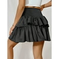 thumbnail image 2 of OYOANGLE Women's Tiered Layer Skirt Solid Flowy Ruffle Hem Mini Skirts Black XS, 2 of 6