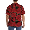 thumbnail image 3 of Lsque Rose Flowers print Men's Cuban Collar Short Sleeve Shirt Summer Beachwear Casual Button Down Fashionable Vacation Leisure Shirt-Medium, 3 of 7