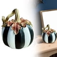 thumbnail image 2 of CoreLiving Black and White Pumpkin Decor Striped Decorative Pumpkin Table Centerpiece for Fall Decorations for Home and Halloween Indoor Decor, 2 of 10