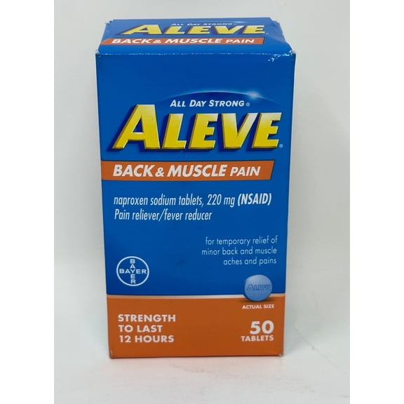Aleve Back and Muscle Pain Relieving/Fever Reducing Naproxen Sodium Tablets, 50 Count