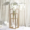 thumbnail image 2 of BalsaCircle 4 Gold Matte Metal Geometric Rectangular Stands Flower Vase Holders Party Wedding, 2 of 8