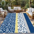 thumbnail image 2 of Blue Yellow Outdoor Rug 5x8 Ft - Reversible Patio Rug Outdoor Camping Rugs, Botanical Floral Motifs Wildflower Striped Washable Indoor Outdoor Area Rugs, Non-Slip Outdoor Carpet Runner for Deck/Porch, 2 of 8