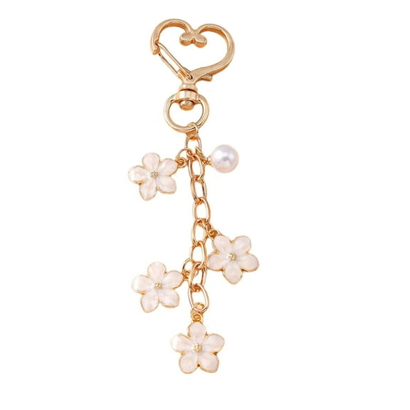 Yokua Elegant Pearls And Floral Handbag Bag Charm With Heart Clasp Bags Pendant