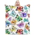 thumbnail image 6 of Butterfly Watercolor Colorful Pretty Blanket, Soft Blankets Flannel Bed Throw Cozy Lightweight Plush Gifts for Women Girls Sofa Couch Bedroom Living Rooms Warm All Season, Home Decor, 60"x50", 6 of 6