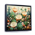 thumbnail image 2 of Designart "Coral Green Cactus Desert Blooms Painting II" Floral Floater Framed Wall Art Print, 2 of 7