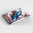 thumbnail image 2 of Ambesonne Cat Pillow Sham, Ancient Greek Kitty on Shark, 36" X 20", Blue and Pale Pink, 2 of 2