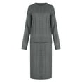 thumbnail image 4 of Atogsazn Kint Sweater Sets Women 2 Piece Round Neck Long Sleeve Sweatshirt and Loose Long Skirts Sweatsuits Dark Gray L, 4 of 5