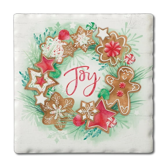 Thirsystone "Gingerbread Joy" Single Tumbled Tile Stone Coaster