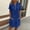 Blue women summer flowy mini dress a1, variant on Women's Summer V Neck Short Sleeve Flowy Mini Dress Casual A Line Swing Loose Fit Solid Basic Beach Vacation Dresses, White L
