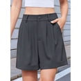 thumbnail image 5 of Womens Casual Elastic Waist Wide Leg Suit Tailored Shorts Summer Work Shorts with Pockets Dark Gray XS, 5 of 9