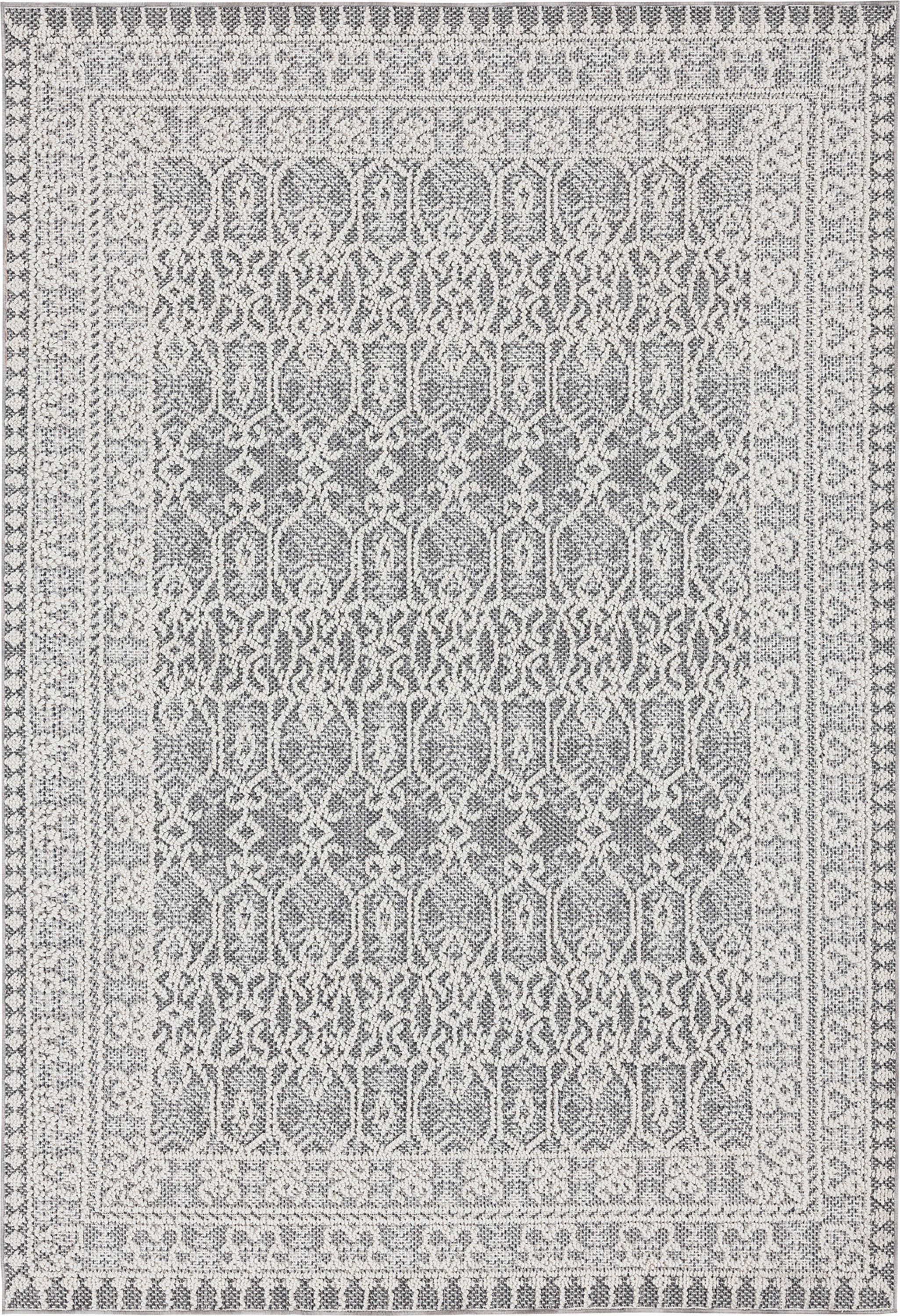 Contemporary 8x10 Area Rug (7'10'' x 10'2'') Geometric Gray, Ivory Living Room Easy to Clean