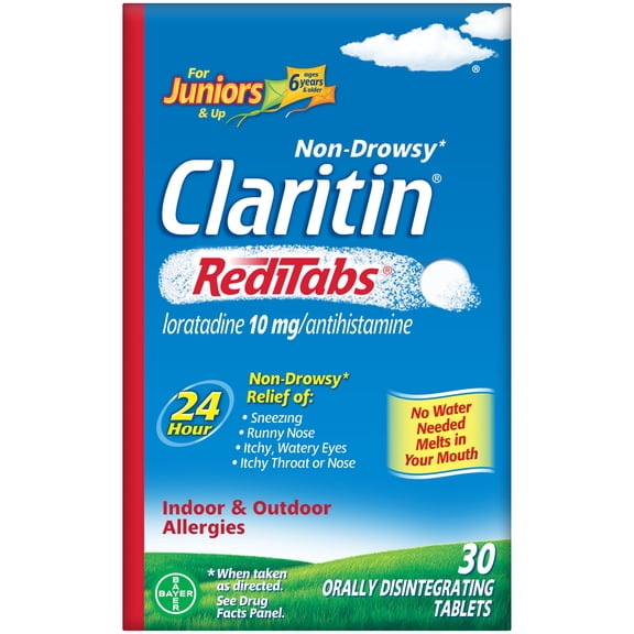 Claritin Juniors RediTabs, 24 Hour Non-Drowsy Allergy Medicine, Loratadine 10 mg, 30 Ct