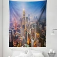thumbnail image 1 of Urban Tapestry, Modern City Skyline Business District Skyscraper Towers Kuala Lumpur Malaysia, Fabric Wall Hanging Decor for Bedroom Living Room Dorm, 5 Sizes, Orange Yellow Blue, by Ambesonne, 1 of 1