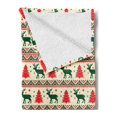 thumbnail image 2 of Nordic Soft Flannel Fleece Throw Blanket, Pixel Art Inspirations Christmas Ornamental December Reindeers Vintage, Cozy Plush for Indoor and Outdoor Use, 60" x 80", Emerald Beige Scarlet, by Ambesonne, 2 of 5