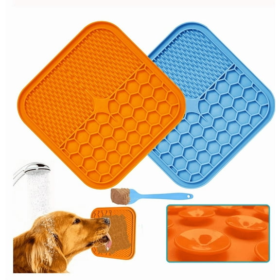 Lick Mat for Dogs and Cats, Cat Licking Pad with Suction Cups for Dog Anxiety Relief，Dog Peanut Butter Lick Pads for Dogs Perfect for Bathing Grooming,Slow Feeders for Dogs and Cats,2Pack