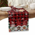 thumbnail image 6 of Black Red Plaid Christmas Cotton Linen Table Runner for Dining Kitchen, Gnomes Xmas Tree Snowflake Gifts Birds Wedding Outdoor Party Tablerunners Decoration, Dresser Scarf Tablecloth Runners 13"x60", 6 of 9