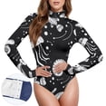 thumbnail image 3 of Jellyfish Starfish Conches Women's Mock Turtle Neck Long Sleeve Tops Bodysuit Jumpsuit One Piece Leotards Shirt, 3 of 8