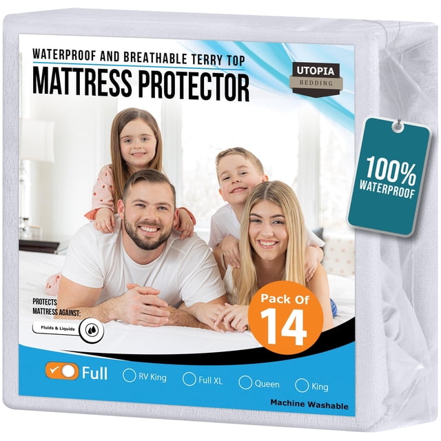 Protector de colchón Utopia Bedding, tamaño completo, impermeable, rizo