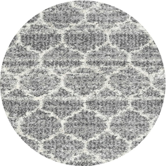 Ahgly Company Machine Washable Indoor Round Contemporary Grey Gray Area Rugs, 3' Round