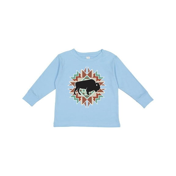 Inktastic Buffalo Cute Western Pattern Boys or Girls Long Sleeve Toddler T-Shirt