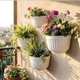 thumbnail image 2 of 8 Pack White Wall Hanging Planters Pots for Indoor Plants Wall Plants Holder with Drainage Hole Balcony Planters Railing Hanging Pot Fence Vertical Living Mount Outdoor with Hooks/Screws, 2 of 9