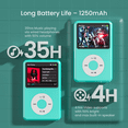 thumbnail image 5 of Innioasis Mp3 Player with Bluetooth, 2.4" 128GB Portable Mini HiFi Sound Bluetooth Digital Music Player with FM Radio Audiobook and Speaker Built in for Kids (Light Blue), 5 of 7