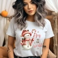 thumbnail image 2 of Joy to the World Snowman T-Shirt | Holiday Candy Cane Graphic Tee, Azalea, Size 2XL, 2 of 6