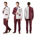 thumbnail image 2 of Beauty-Emily Men's Color Block Double-Breasted Suit Set – Slim Fit Two-Piece Blazer & Pants, Stylish Contrast Formal Suit for Business, Wedding & Party, 2 of 8