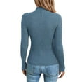 thumbnail image 5 of Tittly Fitted Sweaters for Women Tight Sweaters for Women Women's Autumn And Winter Warm Low Neck Button Down Sweater With Long Sleeves Sweater Top Sweaters for Women Blue S, 5 of 6