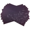 thumbnail image 1 of Gugrida Sets de Table en PVC, Ensemble de 6, Sets de Table Lavables en PVC, Isolation Thermique, Couleur Naturelle (6 Pcs, Feuilles Violettes), 1 of 7