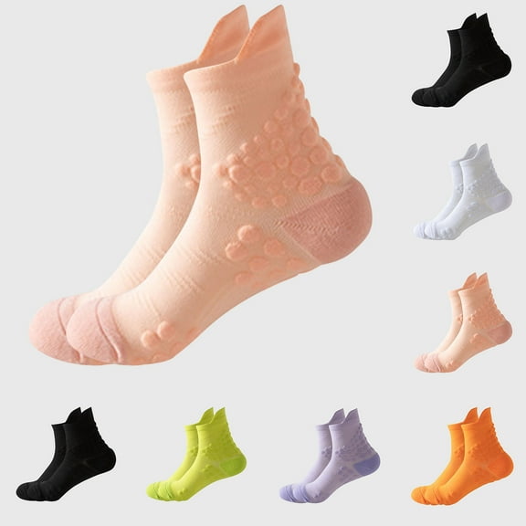 Eltusu Women Cotton Socks, Comfort Mid-Calf Athletic Breathable Crew Socks Pink Size Free Size
