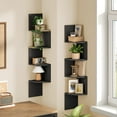 thumbnail image 3 of HOOBRO Corner Shelf, Set of 2 Floating Corner Shelves, 4-Tier Wall-Mounted Corner Bookshelves for Living Room, Bedroom, Bathroom, Home Office Decor, Black BK25BJP201, 3 of 7