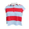 thumbnail image 6 of CBASIHI Womens Striped Crop Polo Shirts- Collar Loose Fit Short Sleeve Summer Casual Trendy Vintage Tops Blue Size S, 6 of 6