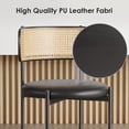 thumbnail image 5 of Farini Dining Chairs Set of 2, Upholstered PU Leather & Woven Rattan Side Chairs with Metal Legs for Kitchen, Dining Room, or Cafe, Black, 5 of 7