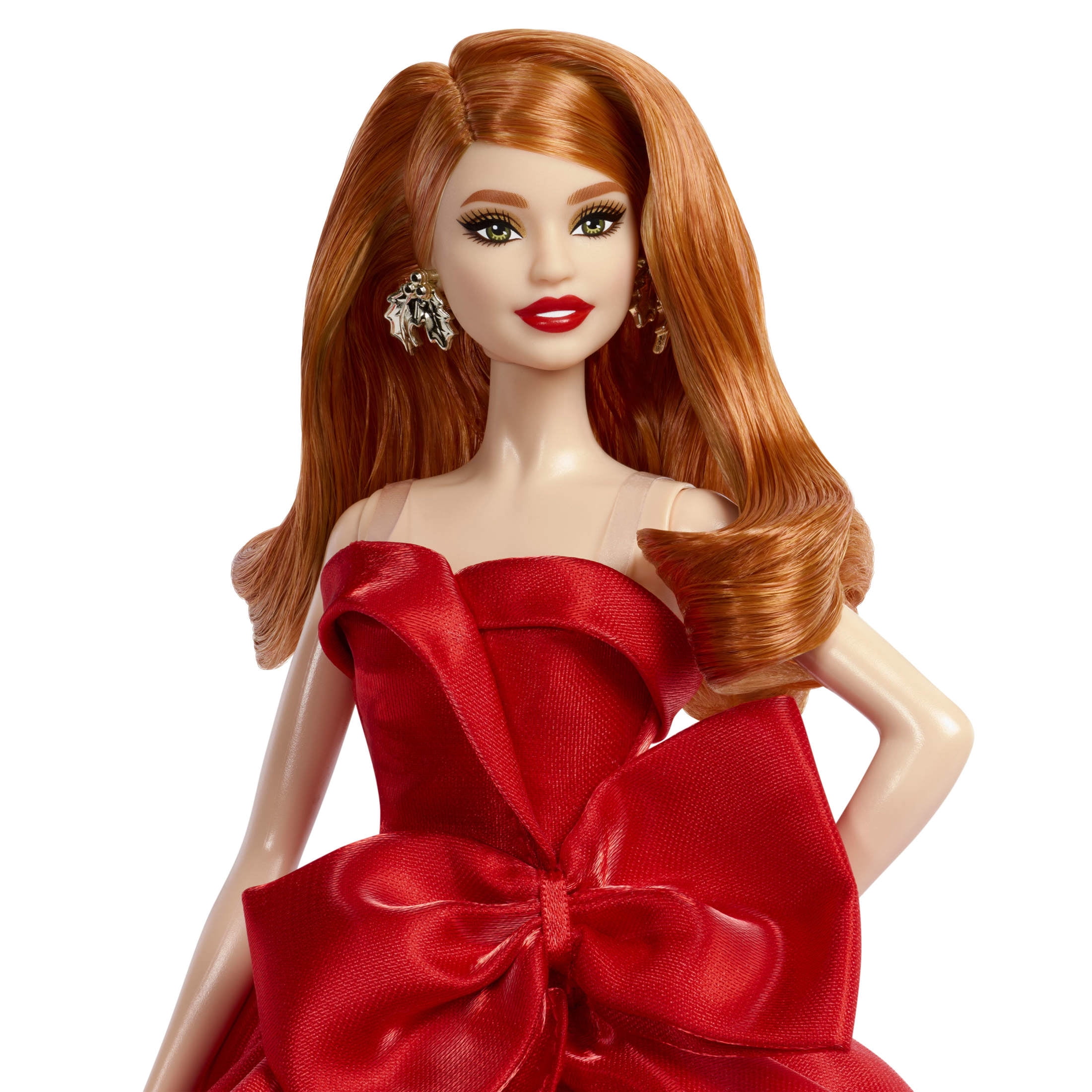 Barbie Signature 2026 Holiday Barbie Fashion Doll, Seasonal Collector, Red Hair with Red Gown with Bow Detail