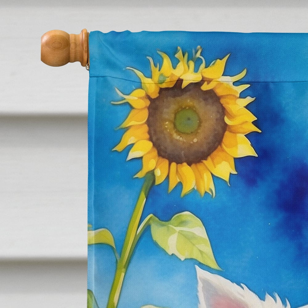 Caroline's Treasures DAC6174CHF Westie in Sunflowers House Flag Large Porch Sleeve Pole Decorative Outside Yard Banner Artwork Wall Hanging, Polyester, House Size, Multicolor