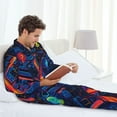 thumbnail image 6 of Fotbe Neon City Map Pattern Long Sleeve Pajama Set for Men,Sleepwear Set,2-piece Loungewear Set,Soft PJs Comfy Nightwear with Pockets-X-Large, 6 of 7