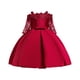thumbnail image 1 of Vestido Para Niñas, Ropa Para Niñas Pequeñas, Encaje Bordado De Color Sólido, Manga Corta, Lazo, Vestido De Fiesta De Cumpleaños, Vestidos Para Niños, Borgoña Odeerbi LM103-3667, 1 of 9