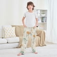 thumbnail image 6 of Kids' Pajama Pants Soft Relaxed Fit Sleep Pants Lounge Pants with Pockets Green and Orange Small Flowers Small, 6 of 9