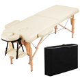 thumbnail image 6 of Alden Design 2 Section Adjustable, Ergonomic Wooden Massage Table with Headrest and Armrest, 84", Cream, 6 of 6